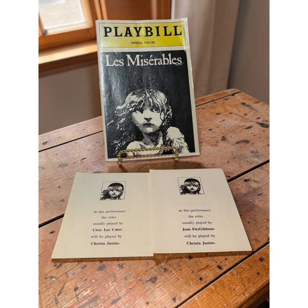 Les Miserables 1992 Playbill Imperial Theatre With Cast Inserts